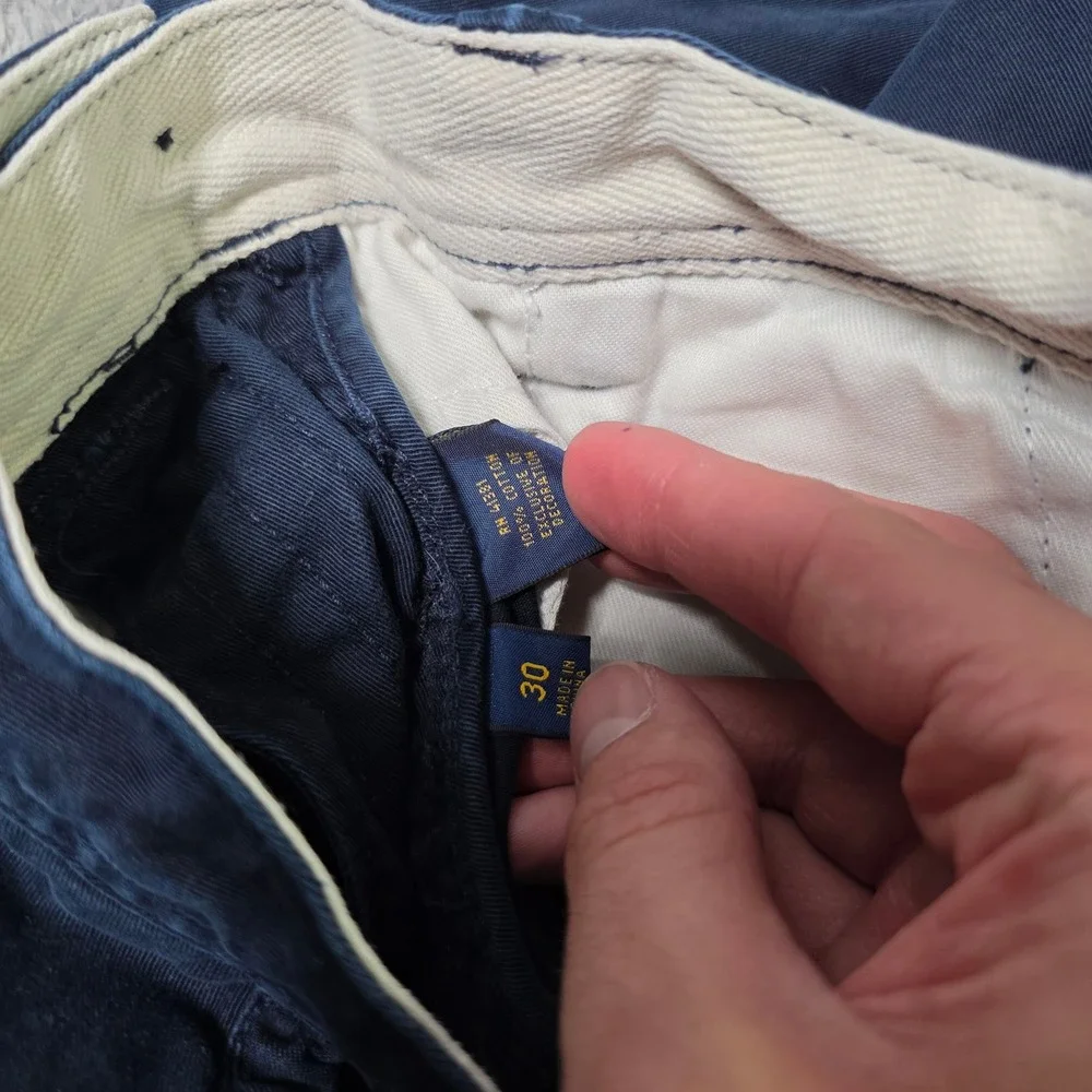 Polo Ralph Lauren Mens 30 Relaxed Fit Chino Shorts Navy Blue Cotton Pony Logo